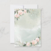 Pink Watercolor Flowers Greenery First Communion サンキューカード (裏面)