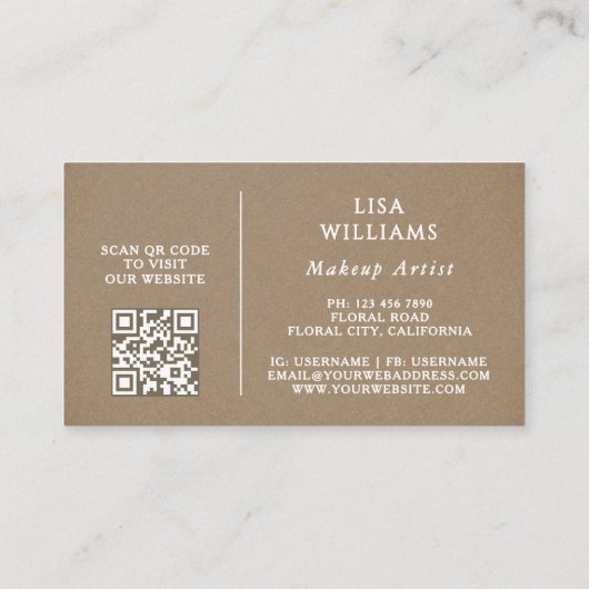 Pink Watercolor Flowers Rustic Makeup Artist 名刺 (裏面)