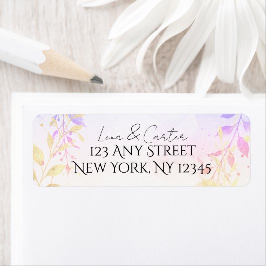 Pink Watercolor Gold Foil Minimalist  ラベル (インサイチュ)