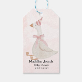 Pink Watercolor Goose Girl Baby Shower ギフトタグ