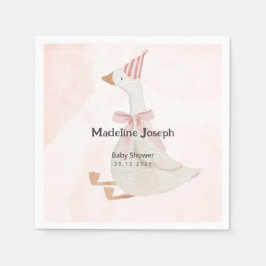 Pink Watercolor Goose Girl Baby Shower スタンダードカクテルナプキン