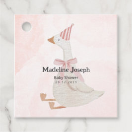 Pink Watercolor Goose Girl Baby Shower フェイバータグ