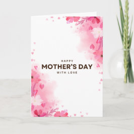 Pink Watercolor Happy Mother’s Day Elegant Floral カード