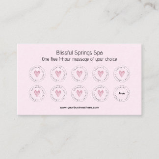 Pink Watercolor Heart Business Loyalty Card ロイヤリティカード