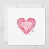 Pink Watercolor Heart Gem Love You Note  (正面)