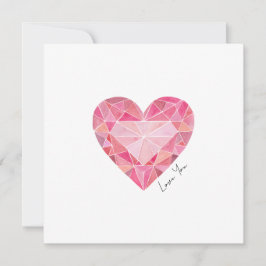 Pink Watercolor Heart Gem Love You Note 