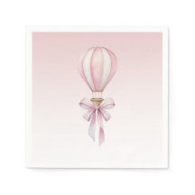 Pink Watercolor Hot Air Balloon Girl Baby Shower