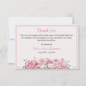 Pink watercolor hydrangea summer flowers funeral サンキューカード (正面)