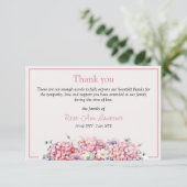 Pink watercolor hydrangea summer flowers funeral サンキューカード (スタンド正面)