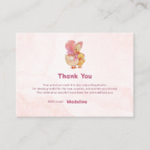 Pink Watercolor Little Ducking Girl Thank You