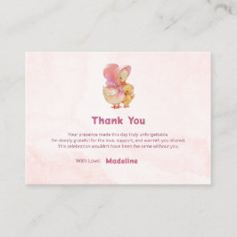 Pink Watercolor Little Ducking Girl Thank You エンクロージャーカード
