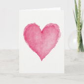 Pink Watercolor Love Heart Card カード (正面)