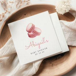 Pink Watercolor Macaron Cookies Girls Baby Shower スタンダードカクテルナプキン