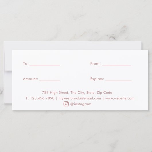 Pink Watercolor Modern Wildflower Gift Certificate (裏面)