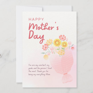 Pink Watercolor Mothers Day Greeting Card カード