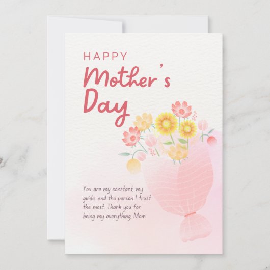 Pink Watercolor Mothers Day Greeting Card カード (正面)
