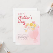 Pink Watercolor Mothers Day Greeting Card カード (正面/裏面インサイチュ)