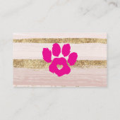 Pink Watercolor Pet Sitter Grooming Paws 名刺 (裏面)