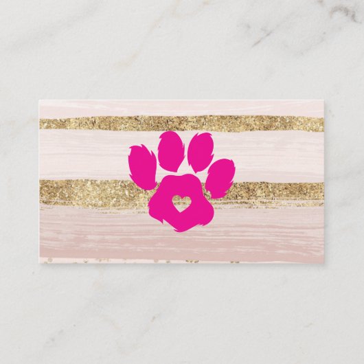 Pink Watercolor Pet Sitter Grooming Paws 名刺 (裏面)