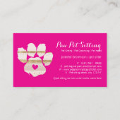 Pink Watercolor Pet Sitter Grooming Paws 名刺 (正面)
