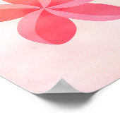 Pink Watercolor Plumeria Flower Art ポスター (角)