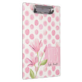 Pink Watercolor Polka Dots & Flowers クリップボード (右)