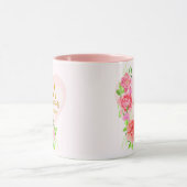 Pink Watercolor Rose Floral Monogram Initial マグカップ (中央)