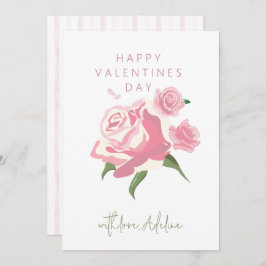 Pink Watercolor Rose Flower Valentines Day シーズンカード