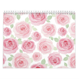 Pink Watercolor Roses Artistic Calendar カレンダー