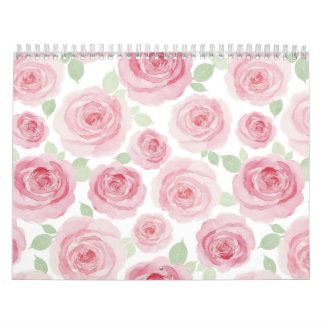 Pink Watercolor Roses Artistic Calendar カレンダー