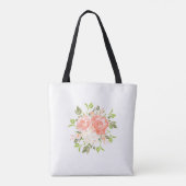 Pink Watercolor Roses Name Tote Bag トートバッグ (裏面)