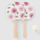 Pink Watercolor Roses Set of Fans ハンドファン (正面&裏面)