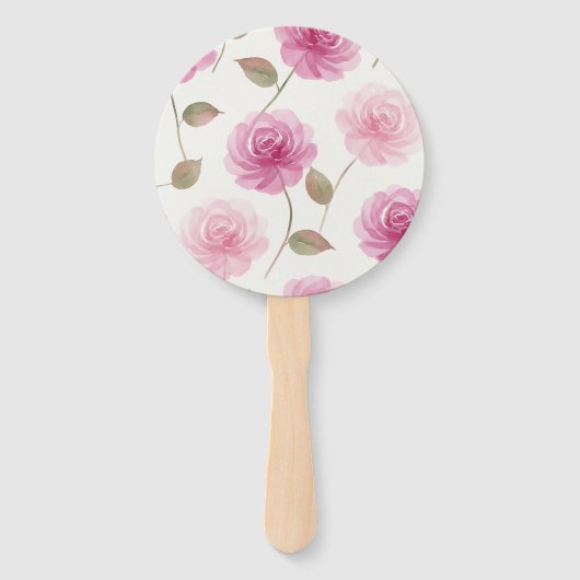 Pink Watercolor Roses Set of Fans ハンドファン (正面)