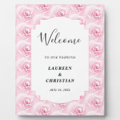 Pink Watercolor Roses  Wedding  フォトプラーク (正面)