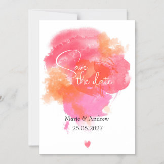 Pink watercolor Save the date マグネット招待状