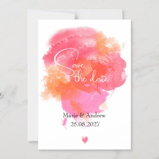 Pink watercolor Save the date  マグネット招待状 (正面)