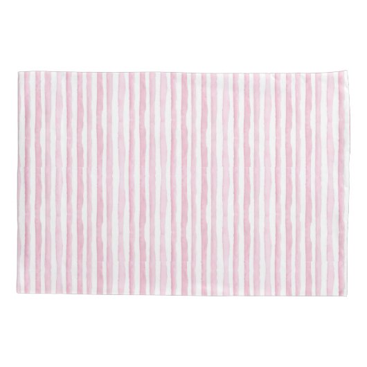 Pink Watercolor Stripes 枕カバー (裏面)