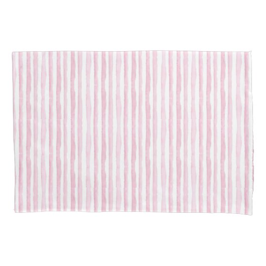 Pink Watercolor Stripes 枕カバー (正面)
