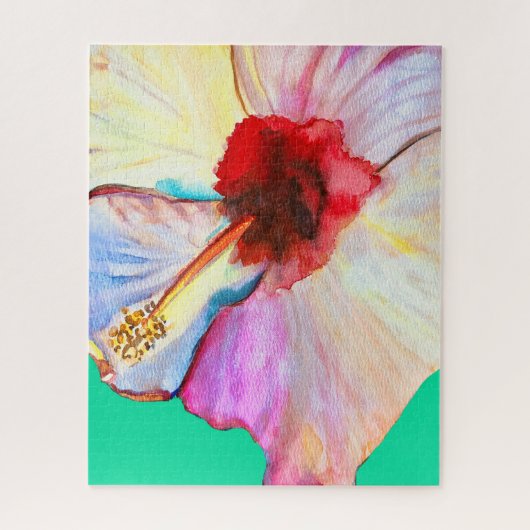 Pink watercolor tulips art ジグソーパズル (縦)