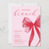 Pink Watercolor Valentine Galentine's Day Brunch 招待状 (正面)