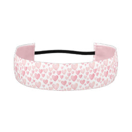 Pink Watercolor Valentine Hearts  アスレチックヘッドバンド