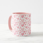 Pink Watercolor Valentine Hearts Pattern マグカップ (正面左)
