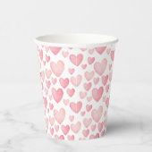 Pink Watercolor Valentine Hearts Pattern 紙コップ (右)