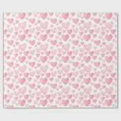 Pink Watercolor Valentine Hearts Wrapping Paper ラッピングペーパー (フラット)