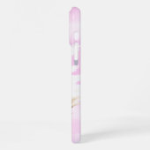 Pink Watercolor Wash Personalized Photo with Name iPhoneケース (左側面)