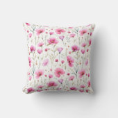 Pink Watercolor Wildflower  クッション (正面)