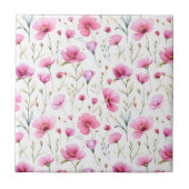 Pink Watercolor Wildflower  タイル (正面)