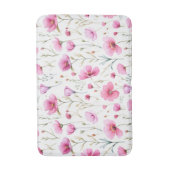Pink Watercolor Wildflower  バスマット (正面縦)