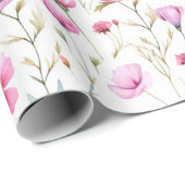 Pink Watercolor Wildflower  ラッピングペーパー (ロールコーナー)