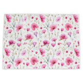 Pink Watercolor Wildflower  ラージペーパーバッグ (正面)